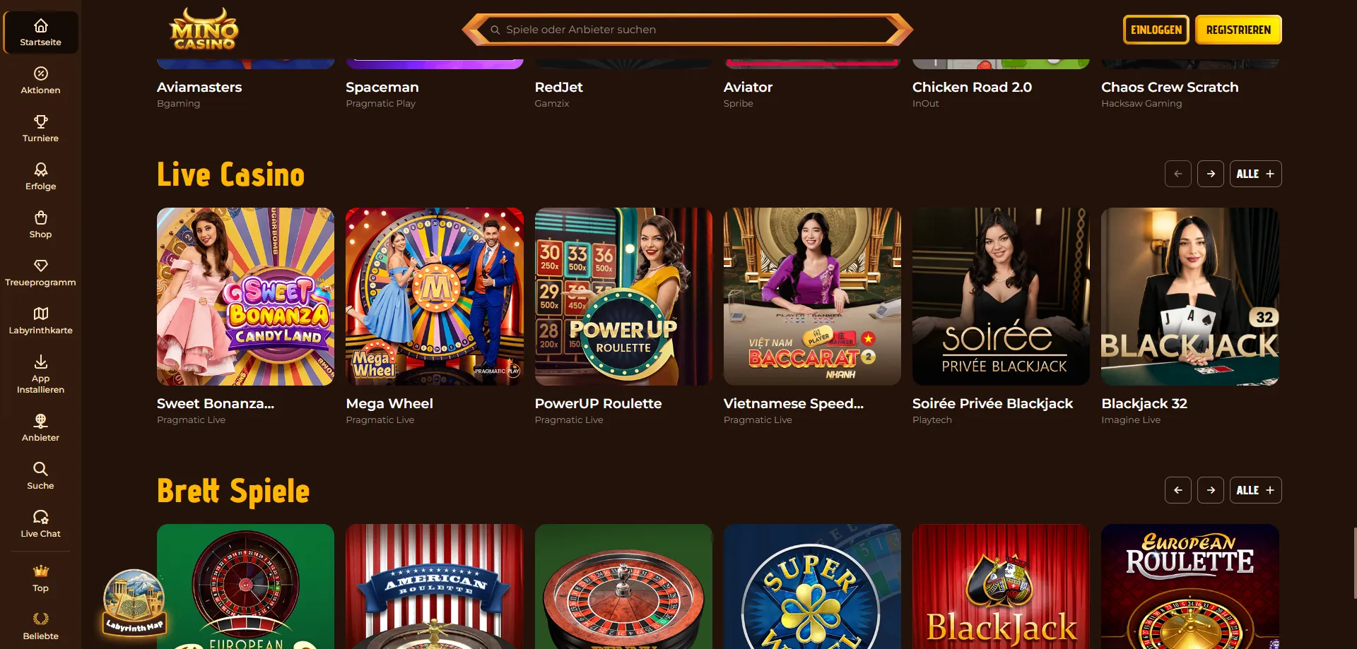 Mino Casino Live Casino Echtzeit Dealer Tische Österreich